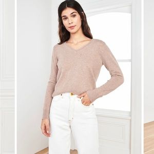 Ouince Mongolian Cashmere V-Neck Sweater | Oatmeal | XS